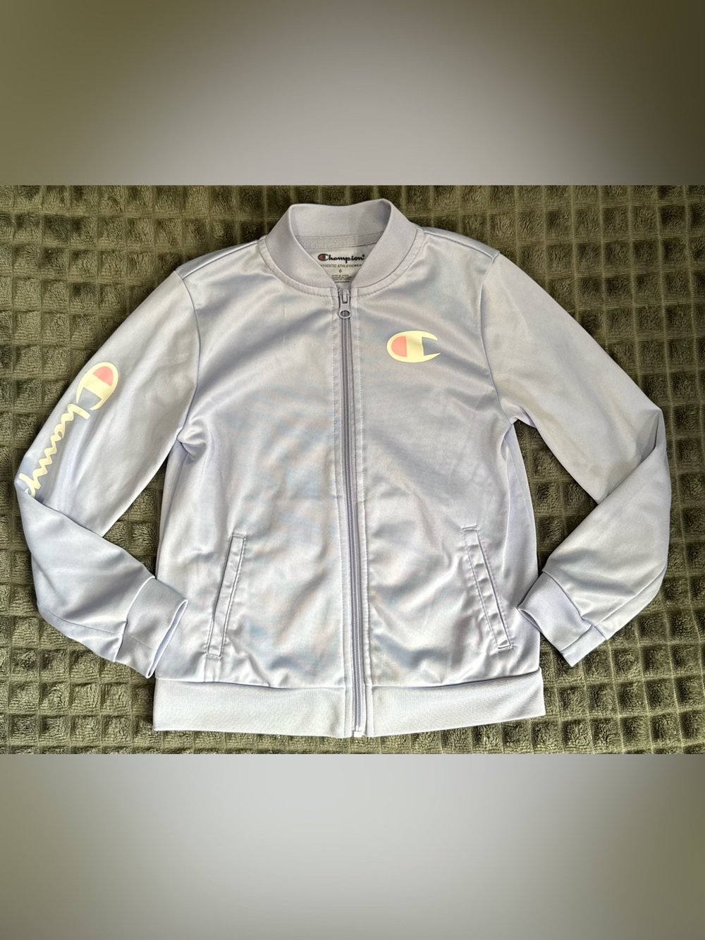 ❤️ 3/$15 Champion 6 Purple Pink Full-Zip Athletic Jacket Long Sleeve Shirt (B8)
